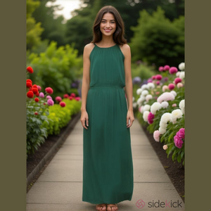 LOFT GREEN TASSELED HALTER MAXI DRESS Size XXS